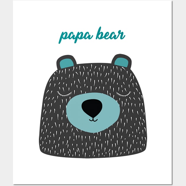 Blue Papa Bear Wall Art by Mint Cloud Art Studio